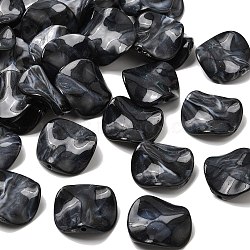 Opaque Acrylic Imitation Gemstone Beads, Twist Flat Round Two Tone, Black, 24~25x24~25x5mm, Hole: 1.8mm, about 263pcs/500g(OACR-G061-01B)