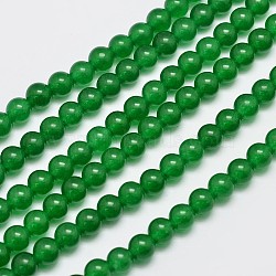 Natural & Dyed Malaysia Jade Bead Strands, Round, Green, 6mm, Hole: 0.8mm, about 60pcs/strand, 15 inch(G-A146-6mm-A06)