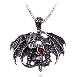 Hip-hop cool dragon skull titanium steel pendant - fashionable men's necklace, Dragon, 0.04 inch(0.1cm)(ST9793296)