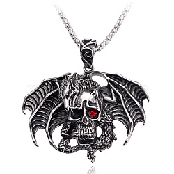 Hip-hop cool dragon skull Stainless Steel pendant - fashionable men's necklace, Dragon, 0.04 inch(0.1cm)(ST9793296)