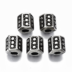 CCB Plastic European Beads, Large Hole Beads, Hexagon, Antique Silver, 12x12x11mm, Hole: 4.5mm, about 470pcs/500g(CCB-T011-59AS)