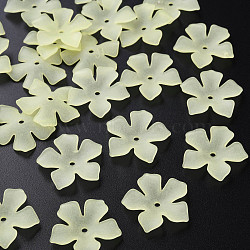 Transparent Acrylic Beads, Frosted, Flower, Champagne Yellow, 25.5x26.5x4.5mm, Hole: 2mm, about 900pcs/500g(MACR-S373-119-D03)
