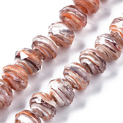 Handmade Lampwork Beads Strands, Abacus, Faceted, Chocolate, 11.5x8.5mm, Hole: 1.5mm, about 45pcs/strand, 15.16 inch(38.5cm)(LAMP-T007-13A)