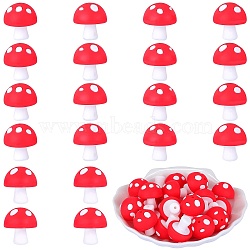 20Pcs Mushroom Silicone Focal Beads, Chewing Toy Accessoies for Teethers, DIY Nursing Necklaces Making, Red, 18mm, Hole: 2mm(JX901D)