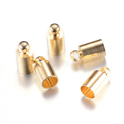 Brass Cord Ends, End Caps, Cadmium Free & Lead Free, Column, Light Gold, 8x3mm, Hole: 1.5mm, 2mm inner diameter(X-KK-R001-08-LG)
