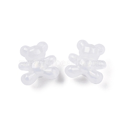 Opaque Acrylic with Glitter Powder Beads, Bear, White, 17x16x11mm, Hole: 3mm(SACR-G024-05)