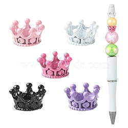 30Pcs 5 Colors Alloy Crown European Beads, Large Hole Beads, Mixed Color, 10.5~11.5x6~6.5mm, Hole: 5.5mm, 6pcs/color(FIND-YW0011-91)