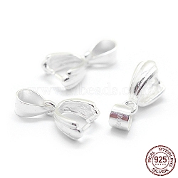 925 Sterling Silver Pendant Bails, Ice Pick & Pinch Bails, Silver, 3/8x1/4x1/8 inch(10x7x4mm), Hole: 4.5x3mm(X-STER-I016-124B)