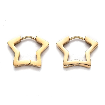 304 Stainless Steel Star Huggie Hoop Earrings, Golden, 14x18.5x3mm, Pin: 1mm