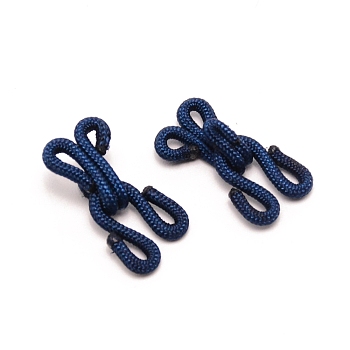 Cloth and Iron Hook and S-Hook Clasps, Midnight Blue, 23x11.5x6.5mm