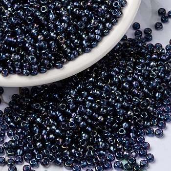 MIYUKI Round Rocailles Beads, Japanese Seed Beads, (RR3539) Fancy Lined Han Blue, 15/0, 1.5mm, Hole: 0.7mm, about 5555pcs/bottle, 10g/bottle