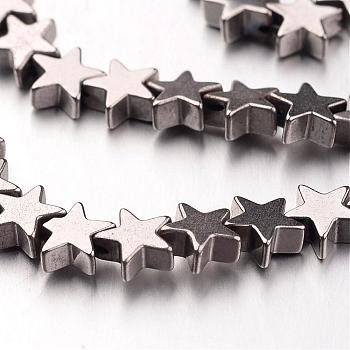 Electroplate Non-magnetic Synthetic Hematite Bead Strands, Star, Silver Plated, 6x6x2~3mm, Hole: 1mm, about 86pcs/strand, 15.7 inch