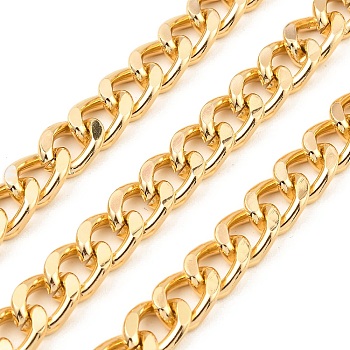 Oxidation Aluminum Diamond Cut Chains, Cuban Link Chains, Unwelded, with Spool, Golden, 11.5x8x2mm, about 98.43 Feet(30m)/Roll
