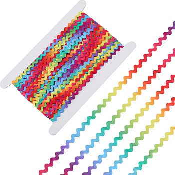 25M Rainbow Color Polypropylene Ribbon, Wave Pattern, Clothing Accessories, Colorful, 1/4 inch(8mm)