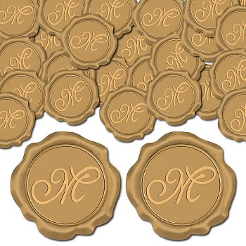 CRASPIRE 100Pcs Adhesive Wax Seal Stickers, Envelope Seal Decoration, For Craft Scrapbook DIY Gift, Goldenrod, Letter M, 30mm