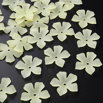 Transparent Acrylic Beads, Frosted, Flower, Champagne Yellow, 25.5x26.5x4.5mm, Hole: 2mm, about 900pcs/500g