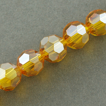 Electroplate Glass Beads Strands, AB Color Plated, Faceted, Round, Dark Goldenrod, 2x3mm, Hole: 0.5mm, about 200pcs/strand, 17.9 inch