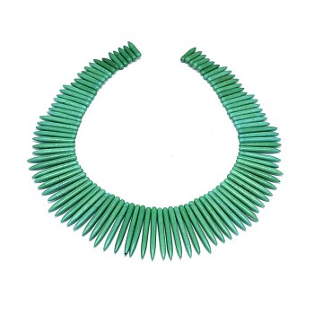 Synthetic Turquoise Graduated Spike Beads Strands, Tusk Shape, Green, 20~49x4.5~5mm, Hole: 1.2mm, about 99pcs/strand, 16.9~17.7 inch(43~45cm)