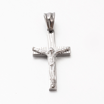 Easter Theme Men's 201 Stainless Steel Crucifix Cross Pendants, Stainless Steel Color, 26x15x5mm, Hole: 5x6mm