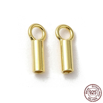 925 Sterling Silver Cord Ends, End Caps, Column, Golden, 6x2.5x1.5mm, Hole: 1.6mm, Inner Diameter: 1mm