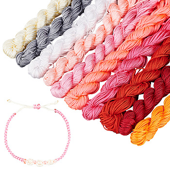 Elite 10 Bundles 10 Colors Nylon Chinese Knotting Cord, Nylon String for Beading Jewelry Making, Mixed Color, 1mm, about 24m/bundle, 1 bundle/color