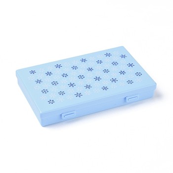 Printing Plastic Boxes, Bead Storage Containers, with Snowflake Pattern, Rectangle, Light Sky Blue, 17.5x11.2x2.7cm