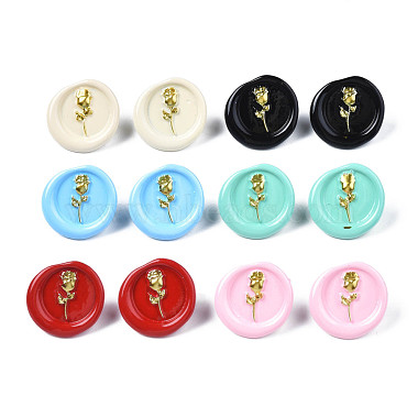 Mixed Color Flower Alloy Stud Earrings