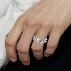 1Pc Brass Adjustable Open Cuff Rings, Cross, Platinum, 11mm, Inner Diameter: Adjustable(RJEW-LP0003-51P)