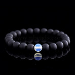 Adjustable Natural Black Obsidian & Glass Round Beads Stretch Bracelets for Men, Adjustable(XI4264-1)