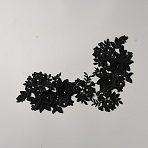 Polyester with Rhinestone Iron on/Sew On Patches, Cloth Appliques, Flower, Black, 239x341x7mm(PATC-WH20002-02A)