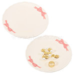 2Pcs Porcelain Plates, Round with Bowknot, Beige, 153x16mm(AJEW-GL0003-46)
