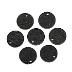 304 Stainless Steel Charms, Textured, Laser Cut, Flat Round, Ion Plating(IP), Electrophoresis Black, 12x1mm, Hole: 1.4mm(STAS-I157-09A-B)