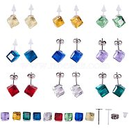 DIY Earring Making, 304 Stainless Steel Blank Peg Ear Stud Components, Glass Cabochons and Plastic Ear stud Components, Stainless Steel Color, 12x10cm(DIY-SC0004-19P)