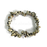 Natural Dalmatian Jasper Stretch Bracelets, Chip, 17~22cm(PW-WG56138-37)