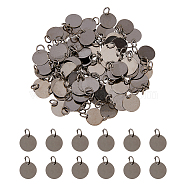 Brass Stamping Blank Tag Charms, Flat Round, Gunmetal, 12x0.25mm, 100pcs/box(KK-FH0005-23)