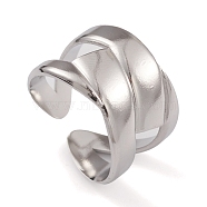 304 Stainless Steel Cuff Rings, Hollow Out Wide Band Ring for Women, Stainless Steel Color, 14.5mm, Inner Diameter: 17.4mm(RJEW-G285-64P)