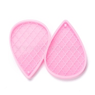 Food Grade Pendant Silicone Molds, for Earring Makings, Bakeware Tools, For DIY Cake Decoration, Chocolate, Candy Mold, Teardrop with Flower Pattern, Pink, 52.5x66x5mm, Hole: 2mm, Inner Diameter: 49x34mm(X-DIY-D050-17)