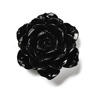 Synthetic Shell Dyed Carved Flower Connector Charms, Black, 50x45x19mm, Hole: 1.2mm(CORA-D034-01D)