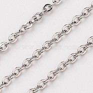 304 Stainless Steel Cable Chains, Soldered, Flat Oval, Stainless Steel Color, 1.5x1.2mm(CHS-L015-43)