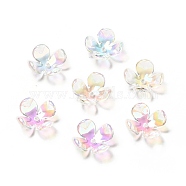 Transparent Acrylic Flower Bead Caps, AB Color, 4-Petal Flower, Colorful, 16.5x16.5x6mm, Hole: 1.8mm(MACR-C009-15)