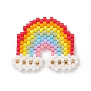 Handmade MIYUKI Seed Beads, Loom Pattern, Rainbow with Cloud, Colorful, 21x26x1.8mm(PALLOY-MZ00012)