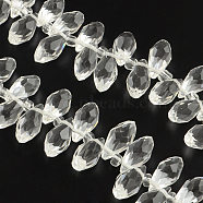 Faceted Teardrop Transparent Glass Bead Strands, Clear, 12x6mm, Hole: 1mm, about 95~100pcs/strand, 15.7 inch(GLAA-R155-6x12-14)