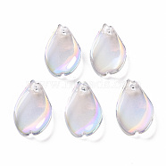 Transparent Spray Painted Glass Pendants, AB Color Plated, Petaline, Gainsboro, 16x9.5x2mm, Hole: 1mm(GLAA-S190-014B-01)