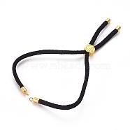 Polyester Cord Bracelet Making, Slider Bracelets, with Golden Plated Brass Findings, Flat Round with Tree, Black, 4-7/8 inch(12.5cm)x2mm(BJEW-WH0009-06C)