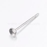 304 Stainless Steel Stud Earring Settings, Stainless Steel Color, 3mm, Pin: 0.8mm, Tray: 2.5mm(STAS-P150-15P)