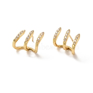 Clear Cubic Zirconia Claw Stud Earrings, Long-Lasting Plated Brass Jewelry for Women, Cadmium Free & Lead Free, Real 18K Gold Plated, 12x15mm, Pin: 1mm(EJEW-K093-14G)