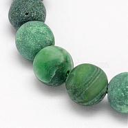 Natural African Jade Round Bead Strands, Frosted, 8mm, Hole: 1mm, about 48pcs/strand, 15.5 inch(G-O151-04-8mm)