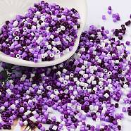 Baking Paint Glass Seed Beads, Cylinder, Blue Violet, 2x1.5mm, Hole: 1mm, about 5599pcs/50g(X-SEED-S042-05B-53)
