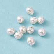 Natural Pearl Beads, Round, Seashell Color, 7~10x7~8mm, Hole: 0.7mm(PEAR-N020-J14)
