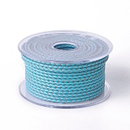 Braided Cowhide Cord, Leather Jewelry Cord, Jewelry DIY Making Material, Deep Sky Blue, 3mm, about 54.68 yards(50m)/roll(WL-I004-3mm-A-03)